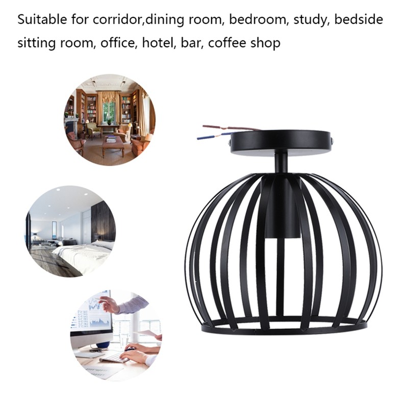 E27 Rustic Cage Chandelier Pendant Light Ceiling Lamp Shade for