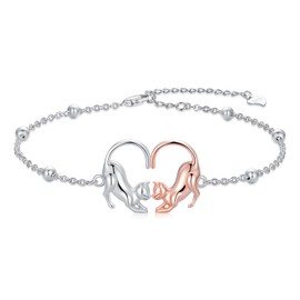 Cat Bracelet 925 Sterling Silver Cat Jewellery Cat Gifts for Women Cat Lovers, Sterling Silver