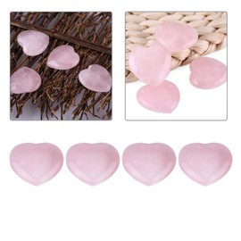 Rose Quartz Heart Stone, Pack of 4 Heart-Shaped Hearts, Pink Quartz, Natural Crystal Love, Reiki Balancing Gemstone Decoration Accessories, Making Raw Quartz Stone, 2.5 cm