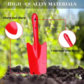 Mini Colorful Metal Hand Shovel, Garden Hand Trowel and Transplanter for Digging and Planting, Garden Shovel Trowel Kids, Ideal Gardening Gift for Kids, Women Men Gift Indoor Outdoor (Red)