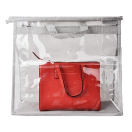 Vercord Clear PVC Handbag Dust-Free Cover Moistureproof Purse Storage Bag Organizer with Handle Zipper Space-Save Holder for Closet Grey Medium