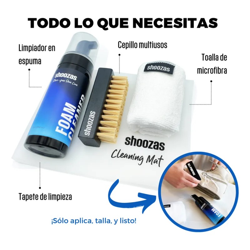 Kit Limpieza De Tenis 4pzs Limpiador Espuma Cepillo Shoozas