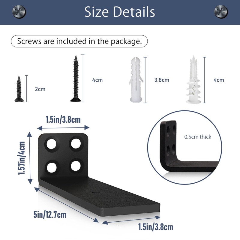 MLOQI 4 Pack Floating Shelf Bracket Heavy Duty, Hidden Shelf