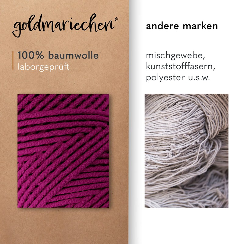 goldmariechen® Premium Macrame Yarn (Berry) | 3 mm x 100