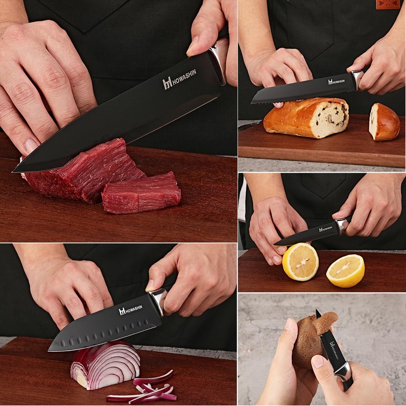 Knife Set with Block - Howashin 15 Pieces Knife Set