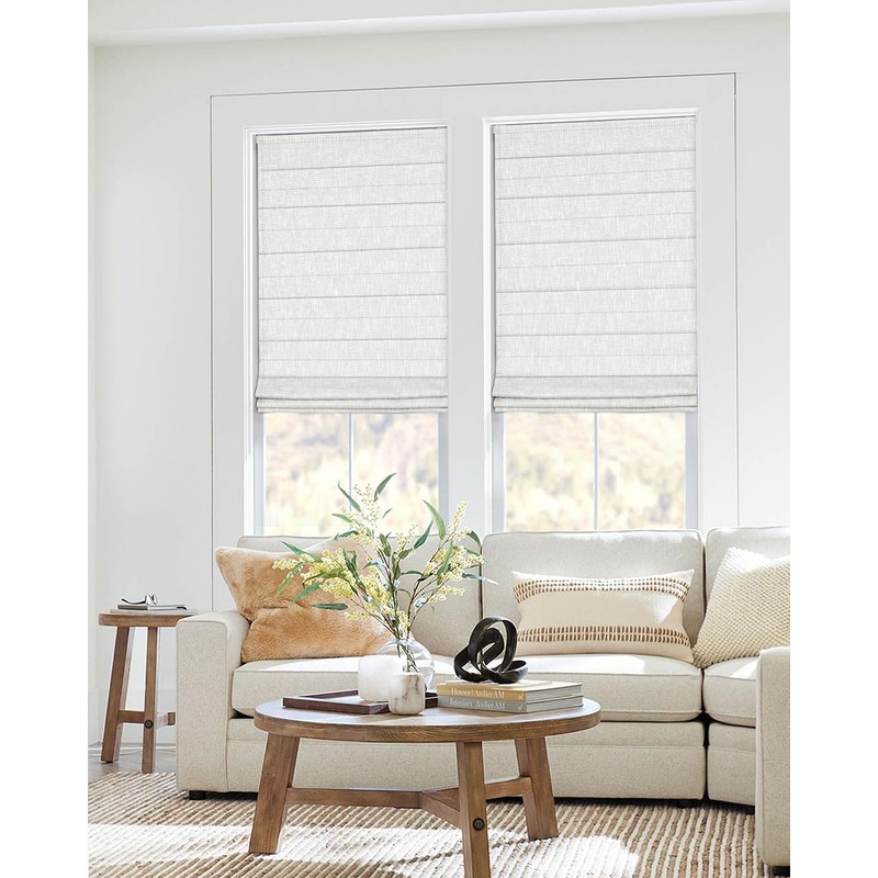 No Drill Cordless Roman Shades, Room Darkening, 28×48 in White