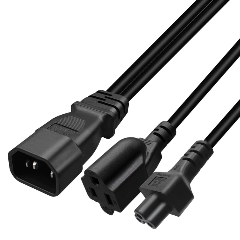 JORINDO 0.32M/1FT C14 to C5+5-15R Y Splitter Power Plug Cord,IEC32C0