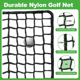 LAKNUAL Golf Practice Netting, 12X12ft Golf Hitting Hanging Kit, Sports Practice Barrier Net for Backyard and Garage, Indoor/Outdoor DIY Sports Netting for Baseball, Hockey, Soccer