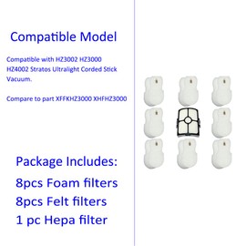 17 Packs HZ4002 HZ3002 Filter Replacement Hepa filter,foam filter,felt filters Compatible with Shark DuoClean Detect Powerdetect Stratos Ultra-Light Corded Stick Vacuum HZ3000,HZ4000 Parts Accessories