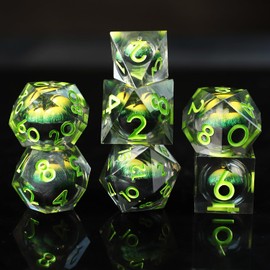 DND Dice Set Skull Eyeball Polyhedral Resin Game Dice Sharp Edged D&D Role Play Dice for Dungeons and Dragons RPG MTG Ttrpg Pathfinder Role Playing Game D20 D12 D10 D8 D6 D4 with Gift Box
