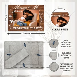 XQLSR Mom Picture Frame, Mommy and Me Forever Your Little Boy Tabletop Photo Frame, Heartfelt Gift from Son for Mommy, Warm Gift for Mothers Day Birthday, Suit 4x6 Inch Photo