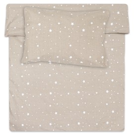 Totsy Baby Children's duvet cover 90 x 120 cm - children's bed linen set with pillowcase 60 x 40 cm in cotton Beige with white stars