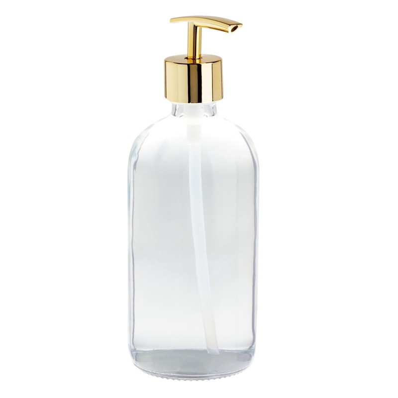 Juvale Refillable Glass Soap Dispenser Set - 16 Oz Clear