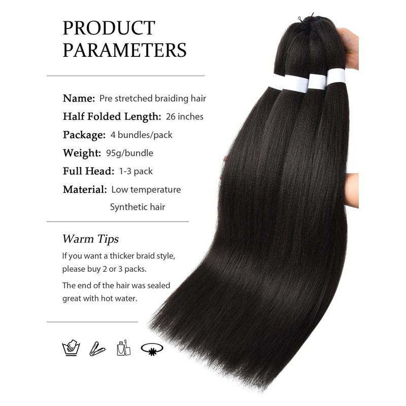 Yamel Pre Stretched Braiding Hair Natural Brown Long 24 inch