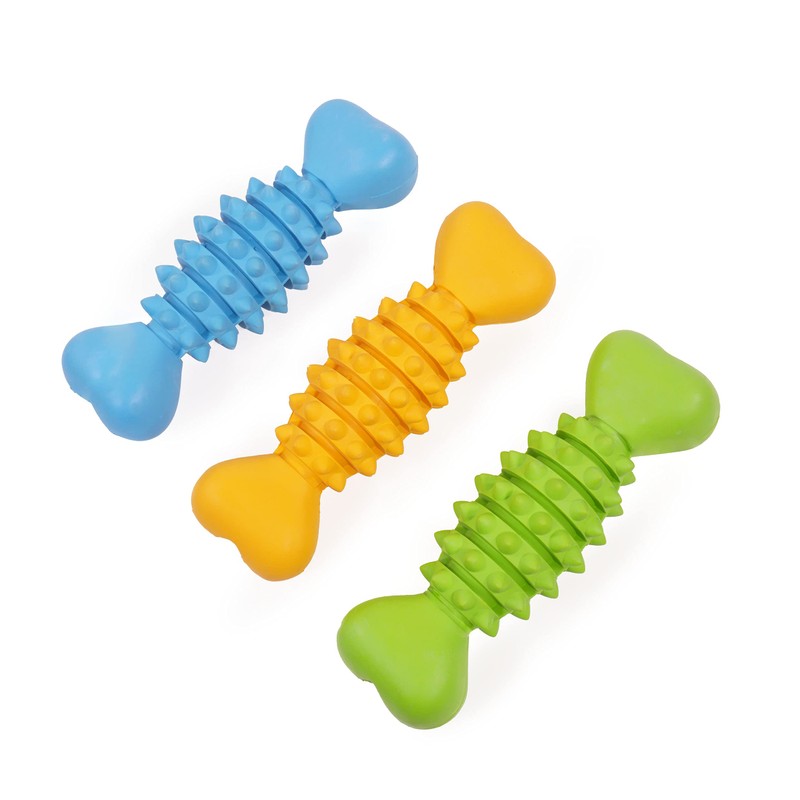Rosewood Rubber, Tough Chew Resistant, Bone Dog Toy, Assorted Colours