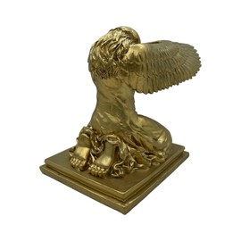 Kneeling Ark Angel Statue, Innovative Ark Angel Statue Decorative Resin Figurine, Gold Finish Statue for Indoor Outdoor Movie Props 9.4x4.1x5.9 in Dalian
