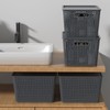 Qskely 6-Pack Large Plastic Storage Baskets with Lid, Gray
