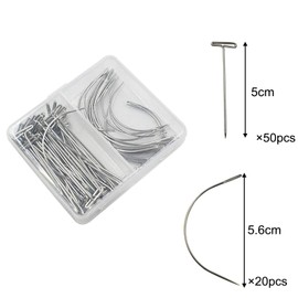 70 pcs (50pcs T, 20pcs C) T C Curved Needles Hand Sewing Needles Hair Weave Needles for Wig Making, Carpet Leather, Canvas Repairing, Modelling and Crafts Sofa Cloth, Shoes + 1 Roll Black Thread