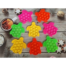 8 Packs Silicone Ocean Sea Turtle Teething Fidgets Pop for kids,Infants Sensory Animal Shape Chew Toys