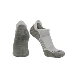 No Show Golf Socks with Heel Tab Super Soft (White/Grey, Large)