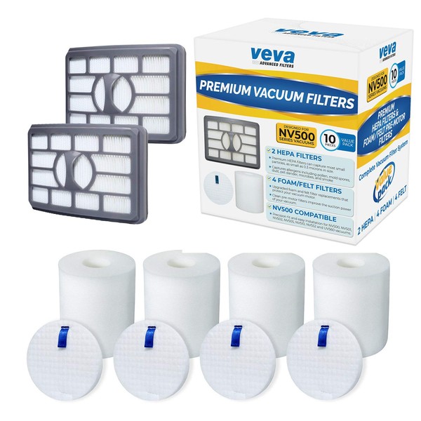 VEVA Premium Vacuum Filter Set with 2 HEPA, 4 Foam,