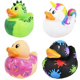 Juguete chirriante de pato de goma grande con sonido surtido de patos para niños, regalos de cumpleaños de baño, baby showers, verano playa y actividad en la piscina, 6 pulgadas (paquete de 2)