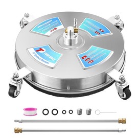 Tool Daily Efficient Pressure Washer Surface Cleaner 17'' Stainless Steel Driveway Power Washer Attachment,2 Replacement Nozzles,4 Wheels,4000 PSI