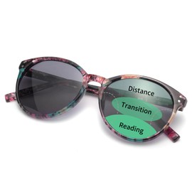 Amorays Cat Eyes Progressive Multifocus Reading Sunglasses for Women UV Protection Multifocal Top Clear Trifocal Sun Readers