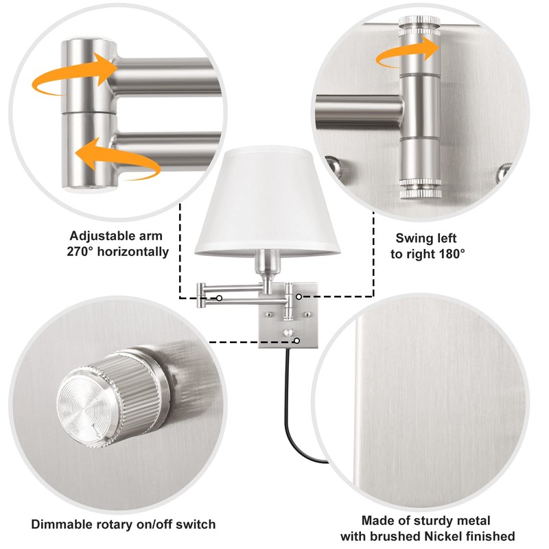 TRLIFE Wall Sconce Plug in, Dimmable Wall Sconces Set of