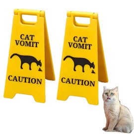 2PCS Cat Vomit Caution Sign - Cat Warning Sign Decoration & 3D Printed Funny Cat Warning Signs, Cat Decor Funny Warning Signs Vomit Caution Sign, Perfect Decorations and Gift for Cat Lovers