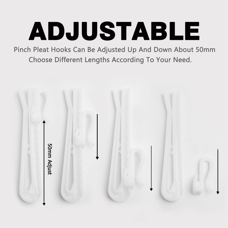 80 Pcs Plastic Curtain Hooks,Adjustable Pinch Pleat Curtain Hooks Curtain