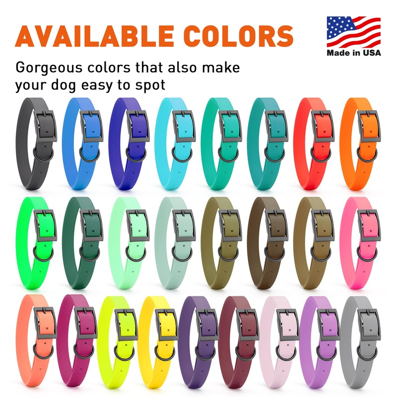 Dogline Biothane Waterproof Dog Collar Strong Coated Nylon Webbing with