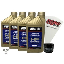 Cyclemax Full Synthetic Yamalube 0W40 Oil Change Kit compatible with 2007-2013 Yamaha Phazer GT Snowmobile