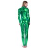 Kepblom Shiny Metallic Unitard Turtleneck Long Sleeve Footless Zentai Suit