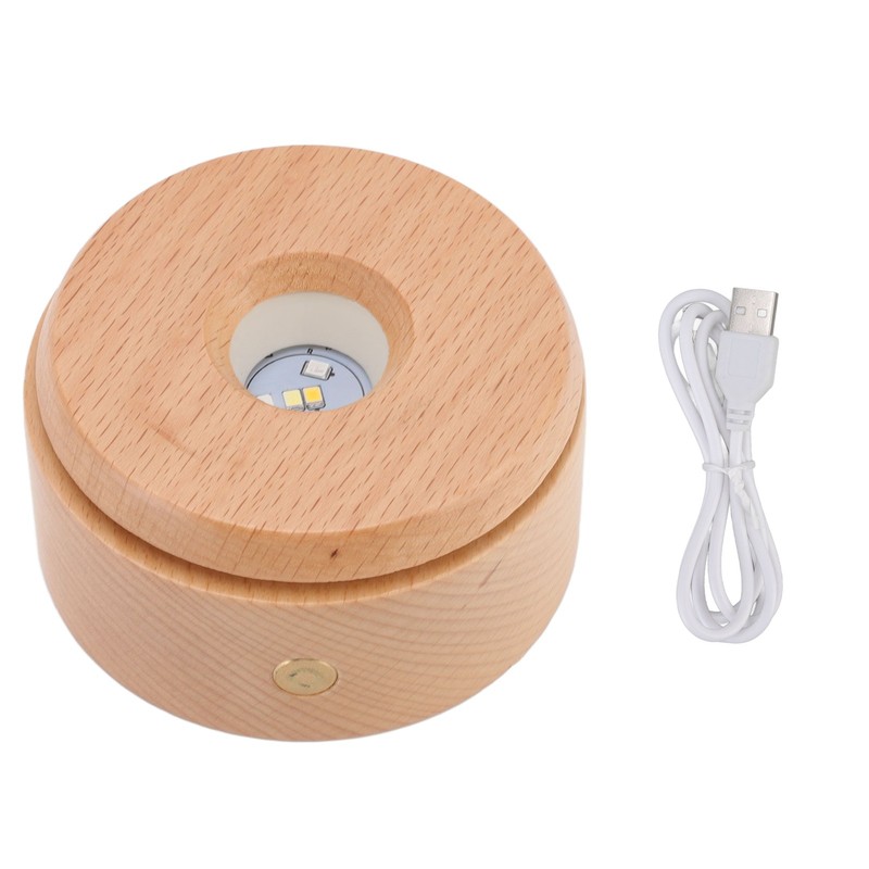 Wooden LED Display Base Rotatable Multi Mode Wood Light Display