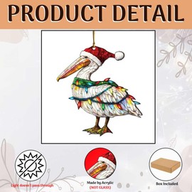 Pelican Christmas Ornaments for Tree - Acrylic Decor Gifts for Pelican Lovers, Women, Men