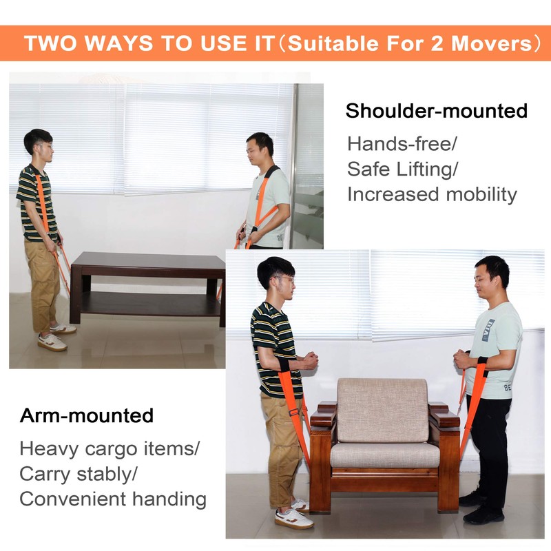 Moving Straps, 2-Person Lifting and Moving System with Thickened Pads,