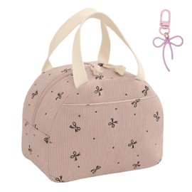 SSKHE Chic Butterfly Bow Insulated Lunch Bag for Girls, Cute Lunch Bag with Bow Keychains, Reusable Packed Lunch Box for School, Work, Travel, Picnic, Portable Lunch Boxes Women & Kids