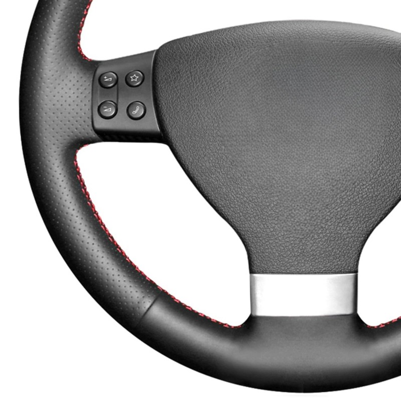 MEWANT DStitched Black PU Leather Steering Wheel Cover for Golf