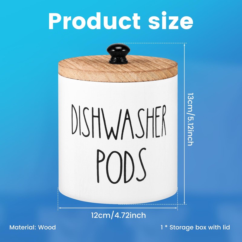 Dishwasher Pod Holder with Lid, Stylish Dishwasher Tablet Container Wide