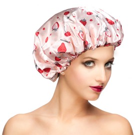 Shower Cap, Adjustable Shower Caps for Women, Extra Large Upgrade Double Waterproof Layers Hair Cap, Bath Caps Shower Hat Women Girls Adult Hair Protection Suitable for All Lengths and Thickness