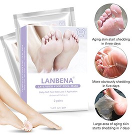 LANBENA | Kit 2 Pares de Mascarillas Exfoliantes De Pies Lanbena Elimina Piel Muerta Suaviza El Talón Y Lo Aclara