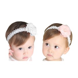 Hocaies Pack of 2 Baby Children's Hair Band Girls Headband Flower Hair Accessories Headband Hair Band Baby Gifts Christening Gift Sets (01)