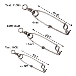 Longline Clips with Swivels Tuna Clips Stainless Steel Branch Hangers Snaps for Deep Sea Fishing Length 3.94"/4.91"/5.90" 12.5cm-5pcs
