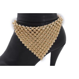 Unbranded Women Shiny Gold Color Metal Boot Chain Band Bracelet Shoe Bandanna Charm Anklet