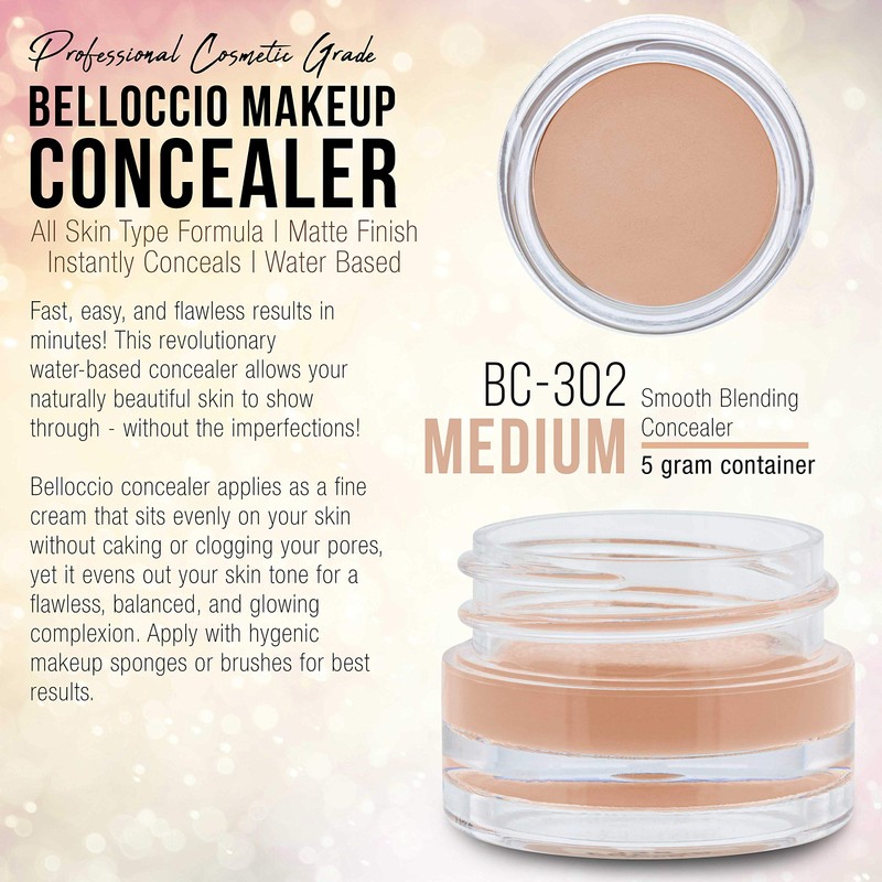 Belloccio High Definition Medium Shade Makeup Concealer 5 gram Jar