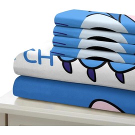 DELLIOP 3-Piece Bedding Set Stitch Birthday Decoration with Zip, Pattern Duvet Cover Set Lilo and Stitch Friends with 2 Pillowcases 50 x 75 cm, Children's Bed Linen Set, Blue, 90 x 190 cm