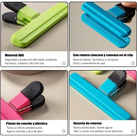 12 Piezas Clips para Bolsas de Alimentos, Clips Grandes para Bolsas de Patatas Fritas Mejorados para Abiertas y Anchas para Almacenamiento de Alimentos con Agarre Hermético Cocina (12)