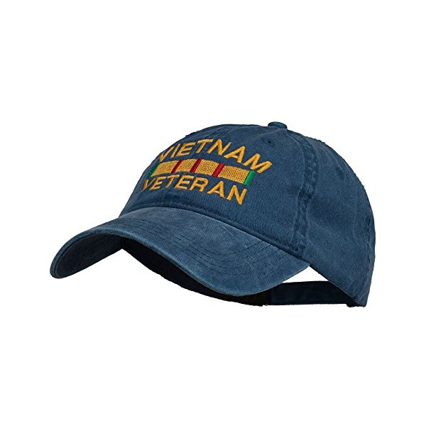 e4Hats.com Vietnam Veteran Embroidered Pigment Dyed Brass Buckle Cap - Navy OSFM