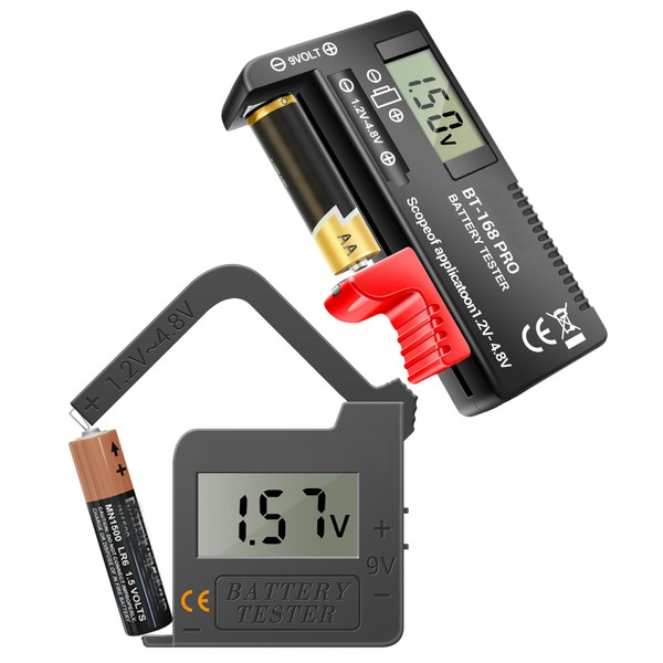 chelectnis Battery Tester,LCD Display Household Batteries Tester for AAA,aa,c,d,9v,1.5V Button